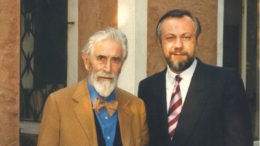 Mario Soldati accanto a Pier Franco Quaglieni nel 1987