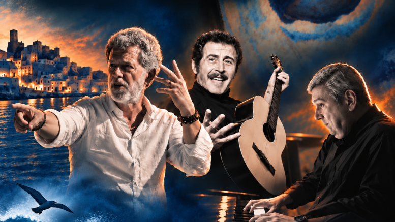 Immagine dello spettacolo Mister Volare con Tiberio Ferracane, Domenico Modugno e Massimo Peiretti al pianoforte